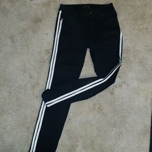 The Style Between Us black stretch denim with bias stripes